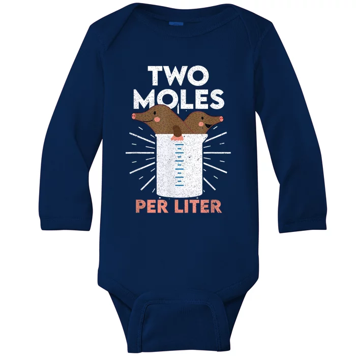 Two Moles Per Liter Funny Chemistry Science Tee Baby Long Sleeve Bodysuit