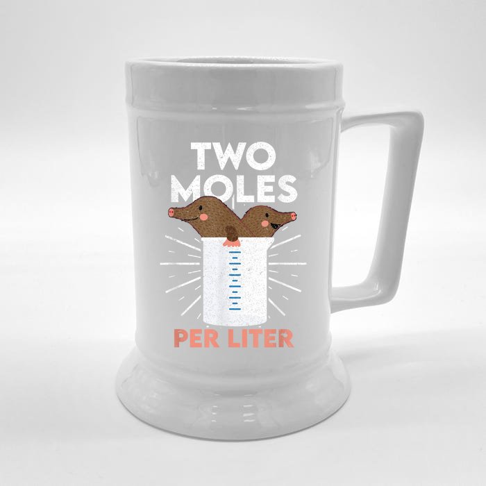 Two Moles Per Liter Funny Chemistry Science Tee Front & Back Beer Stein