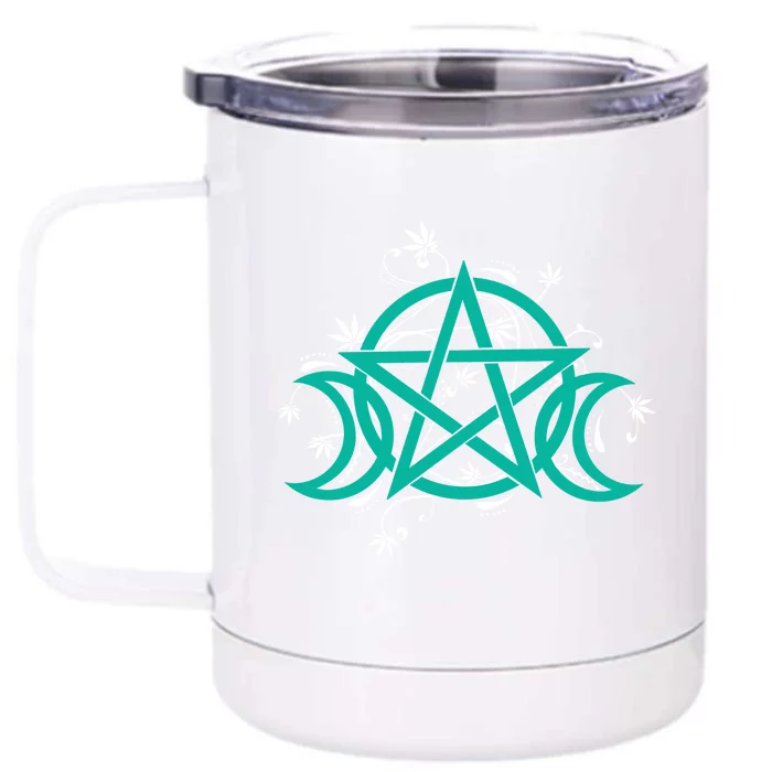 Triple Moon Pot Leaf Cool Gift Pentacle Wicca Herbal Witchcraft Front & Back 12oz Stainless Steel Tumbler Cup