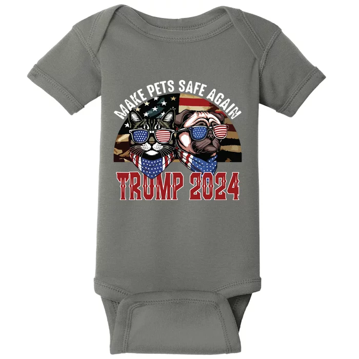 Trump Make Pets Safe Again Funny Save Our Pets Vote Trump Baby Bodysuit