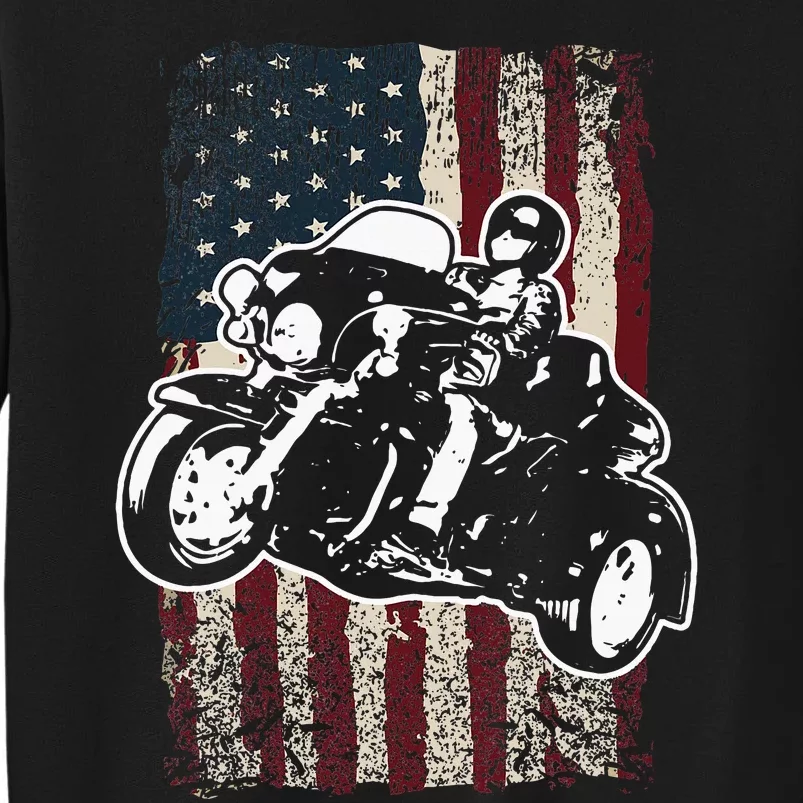 Triker Motorcycle Patriotic American Flag Trike Biker Gift Tall Sweatshirt