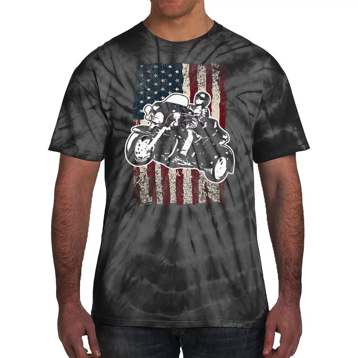 Triker Motorcycle Patriotic American Flag Trike Biker Gift Tie-Dye T-Shirt