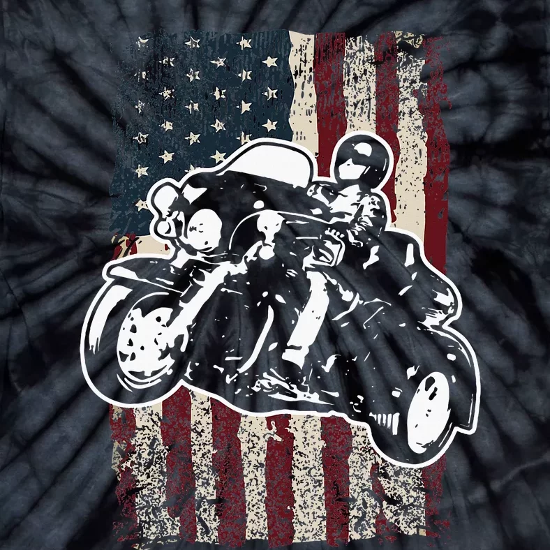 Triker Motorcycle Patriotic American Flag Trike Biker Gift Tie-Dye T-Shirt