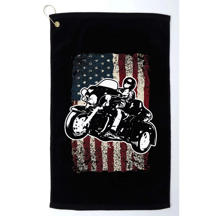 Triker Motorcycle Patriotic American Flag Trike Biker Gift Platinum Collection Golf Towel