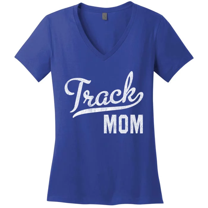 Track Mom Proud Track And Field Mom Gift Women's V-Neck T-Shirt