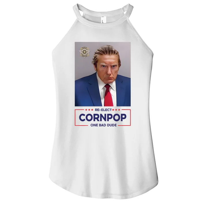 Trump Mugshot ReElect Cornpop One Bad Dude Women’s Perfect Tri Rocker Tank