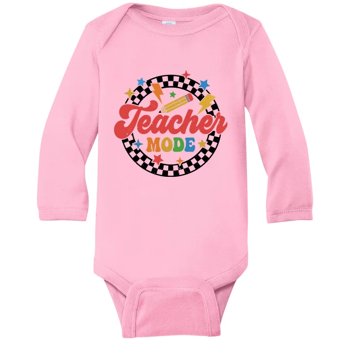 Teacher Mode Retro Vibe Back To School Teacher Life Baby Long Sleeve Bodysuit