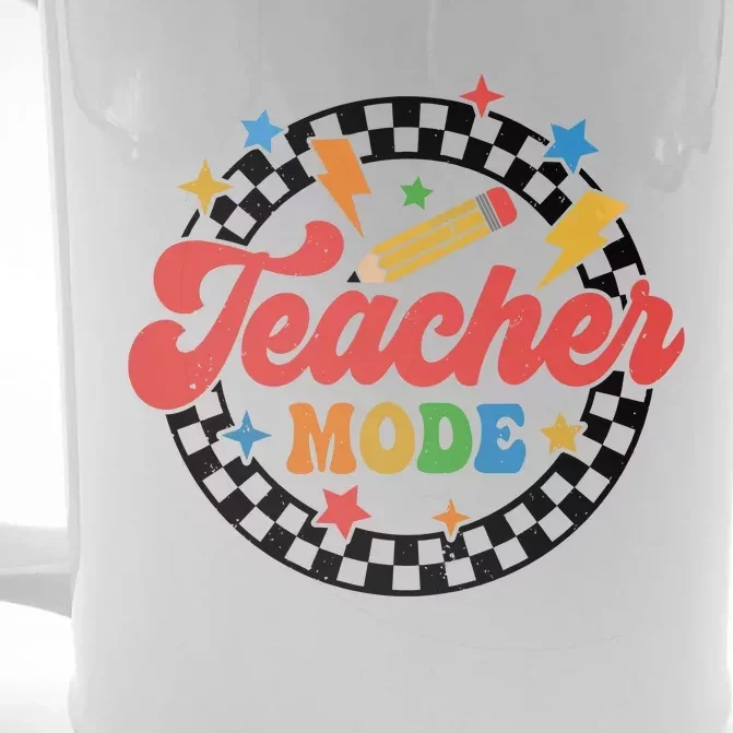 Teacher Mode Retro Vibe Back To School Teacher Life Front & Back Beer Stein