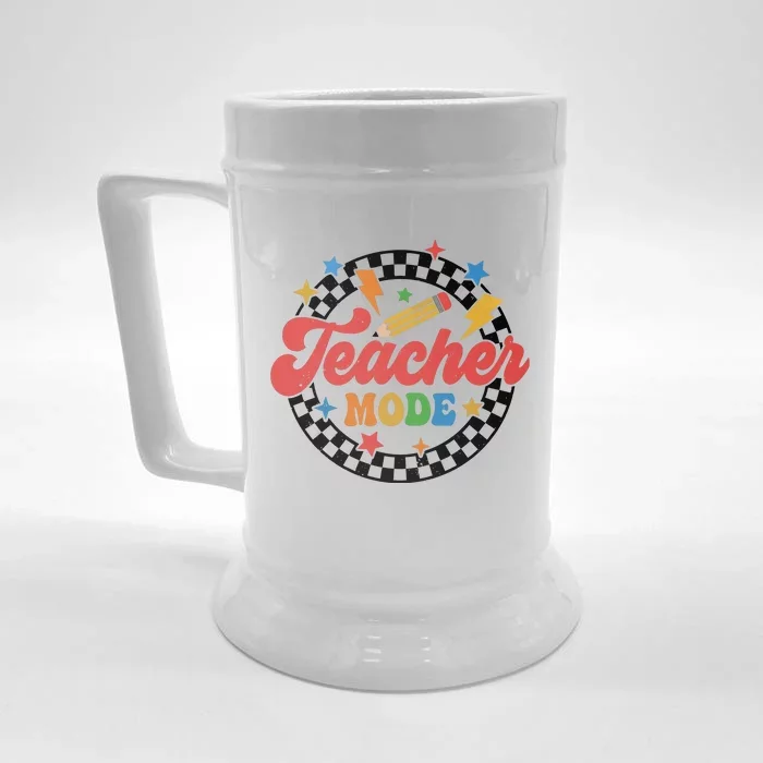 Teacher Mode Retro Vibe Back To School Teacher Life Front & Back Beer Stein