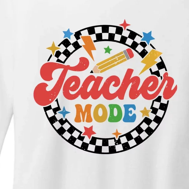 Teacher Mode Retro Vibe Back To School Teacher Life Womens CVC Long Sleeve Shirt