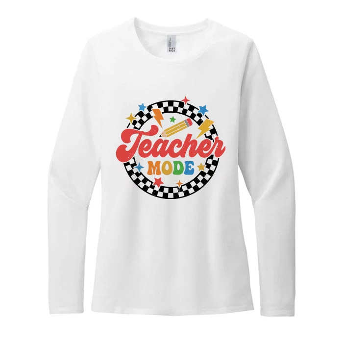 Teacher Mode Retro Vibe Back To School Teacher Life Womens CVC Long Sleeve Shirt