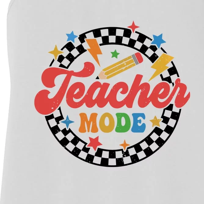 Teacher Mode Retro Vibe Back To School Teacher Life Women's Racerback Tank