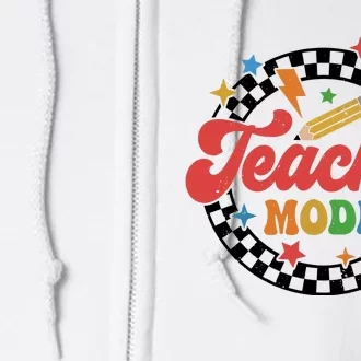 Teacher Mode Retro Vibe Back To School Teacher Life Full Zip Hoodie