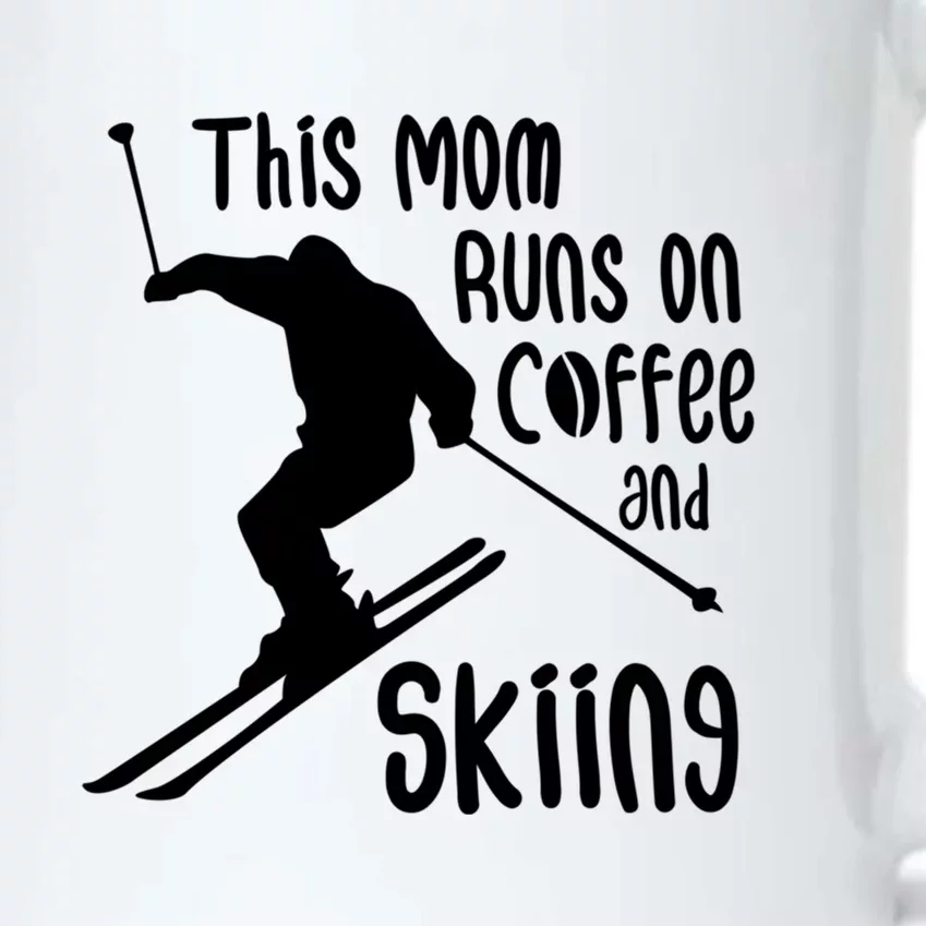 This Mom Runs On Coffee And Skiing Funny Skiing Lover Gift For Skier Black Color Changing Mug