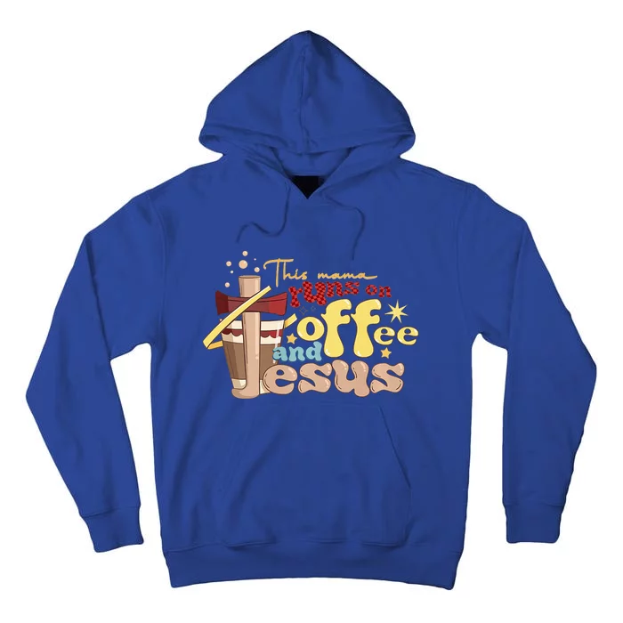 This Mom Runs On Coffee And Jesus Funny Tall Hoodie