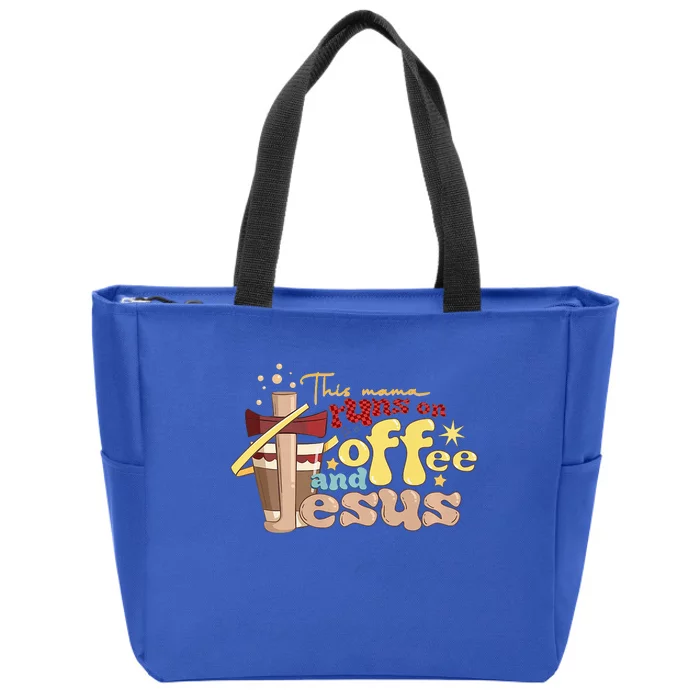 This Mom Runs On Coffee And Jesus Funny Zip Tote Bag