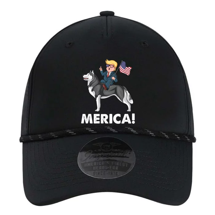 Trump Merica Riding A Siberian Husky Dog Patriotic 4th July Great Gift Performance The Dyno Cap