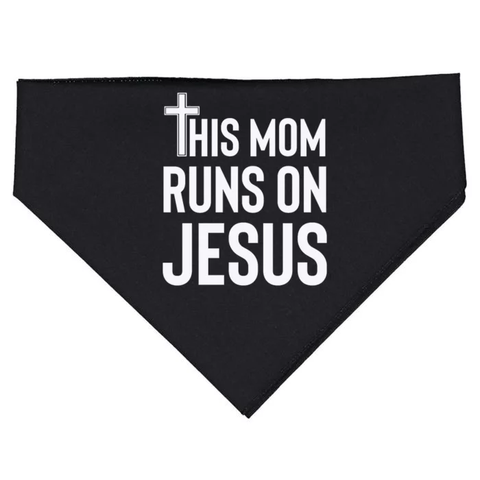 This Mom Runs On Jesus Christian Mother's Day USA-Made Doggie Bandana