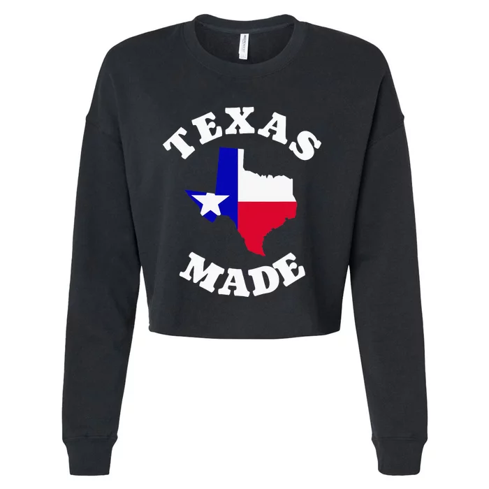 Texas Made Red White And Blue Texas Flag Texas State Pride Cropped Pullover Crew