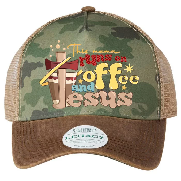 This Mom Runs On Coffee And Jesus! Legacy Tie Dye Trucker Hat