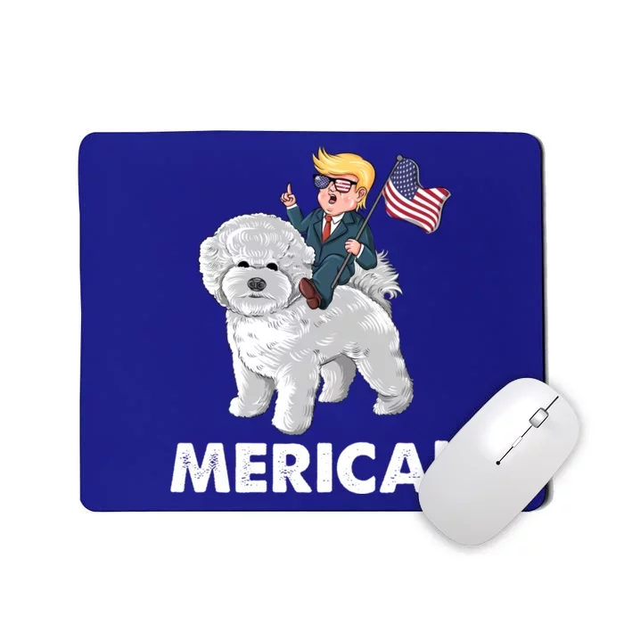 Trump Merica Riding A Bichon Frise Dog 4th July Great Gift Mousepad