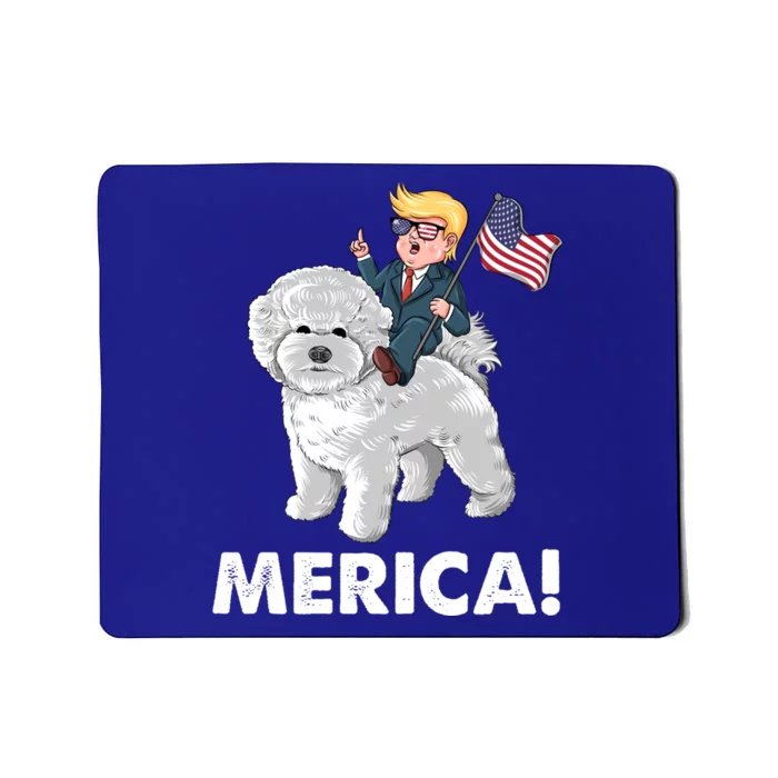 Trump Merica Riding A Bichon Frise Dog 4th July Great Gift Mousepad