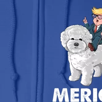 Trump Merica Riding A Bichon Frise Dog 4th July Great Gift Full Zip Hoodie