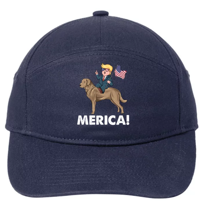 Trump Merica Riding A Chesapeake Bay Retriever Dog 4th July Cute Gift 7-Panel Snapback Hat