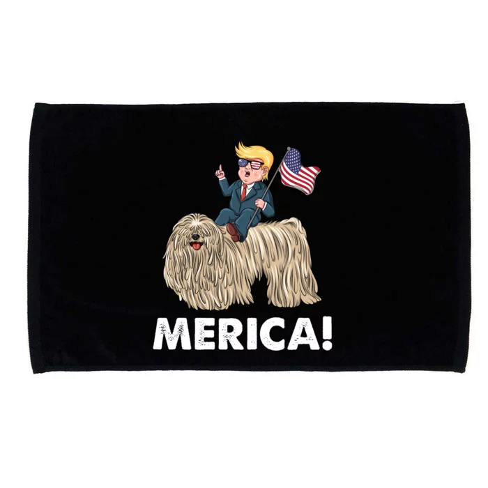 Trump Merica Riding A Puli Dog Patriotic 4th July Gift Microfiber Hand Towel