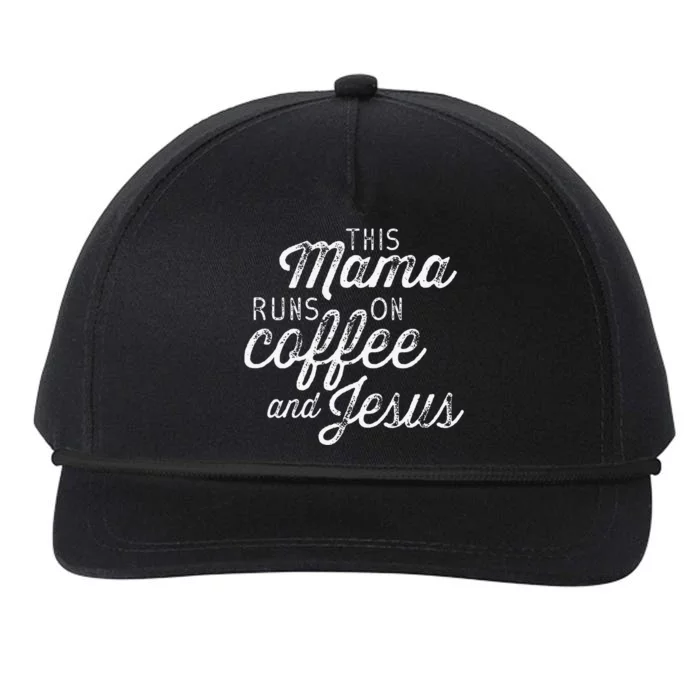 This Mama Runs On Coffee And Jesus Cute Christian Quote Snapback Five-Panel Rope Hat