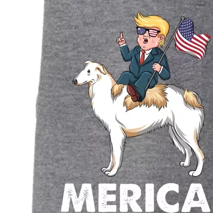 Trump Merica Riding A Borzoi Dog 4th July Cool Gift Doggie 3-End Fleece Hoodie