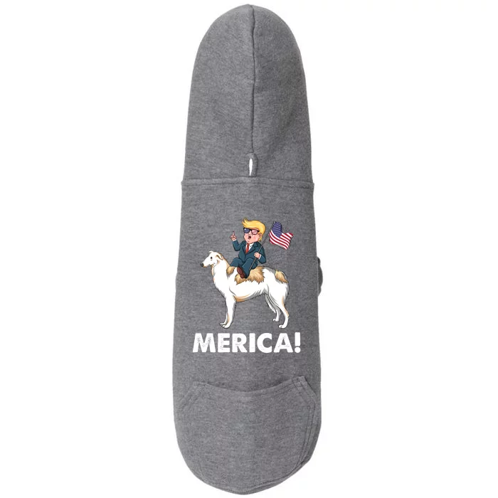 Trump Merica Riding A Borzoi Dog 4th July Cool Gift Doggie 3-End Fleece Hoodie