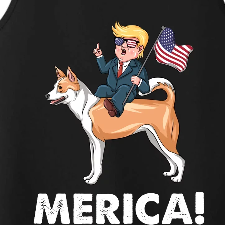 Trump Merica Riding A Canaan Dog 4th July Cute Gift Performance Tank