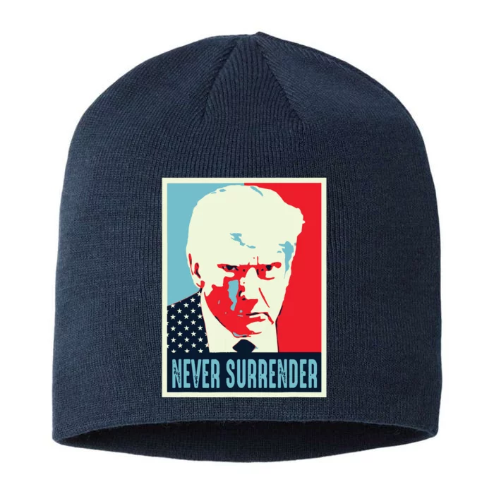 Trump Mug Shot Never Surrender 8 1/2in Sustainable Knit Beanie