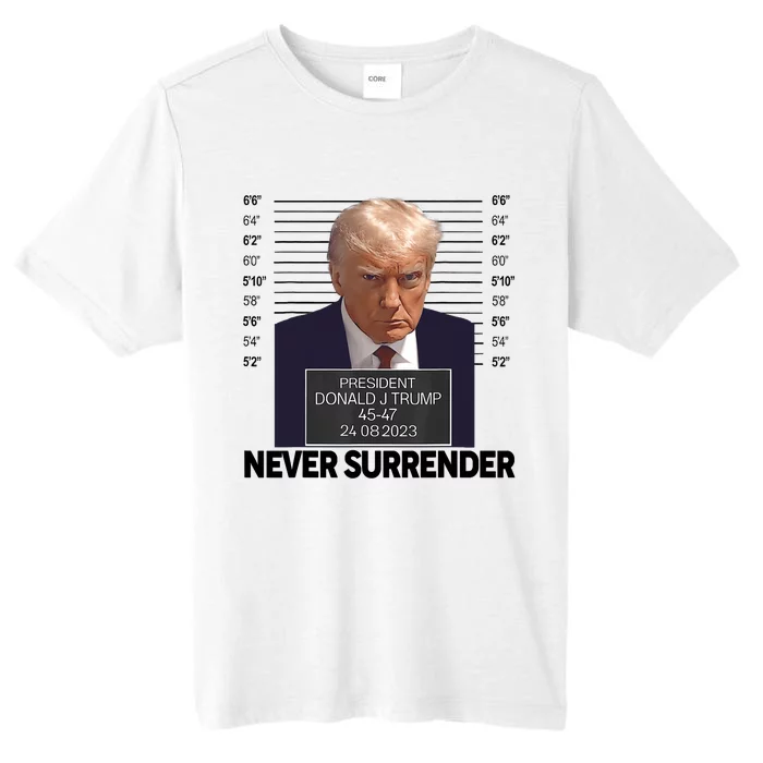 Trump Mug Shot Donald Trump Mug Shot Never Surrender Trending Design ChromaSoft Performance T-Shirt