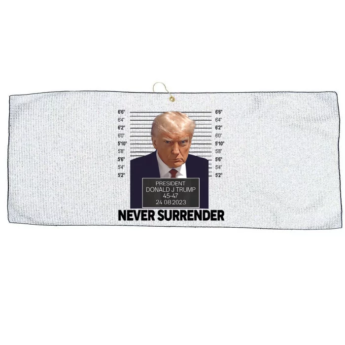 Trump Mug Shot Donald Trump Mug Shot Never Surrender Trending Design Large Microfiber Waffle Golf Towel