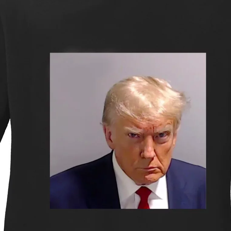 Trump Mug Shot Ladies Long Sleeve Shirt