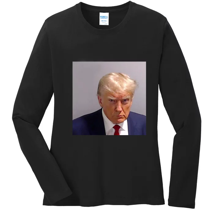 Trump Mug Shot Ladies Long Sleeve Shirt