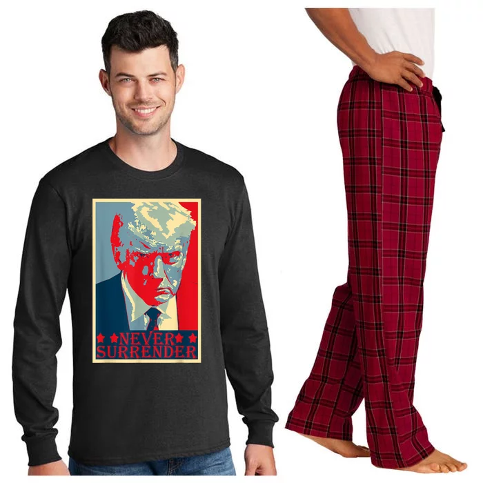 Trump Mug Shot Donald Trump Mug Shot Never Surrender Long Sleeve Pajama Set