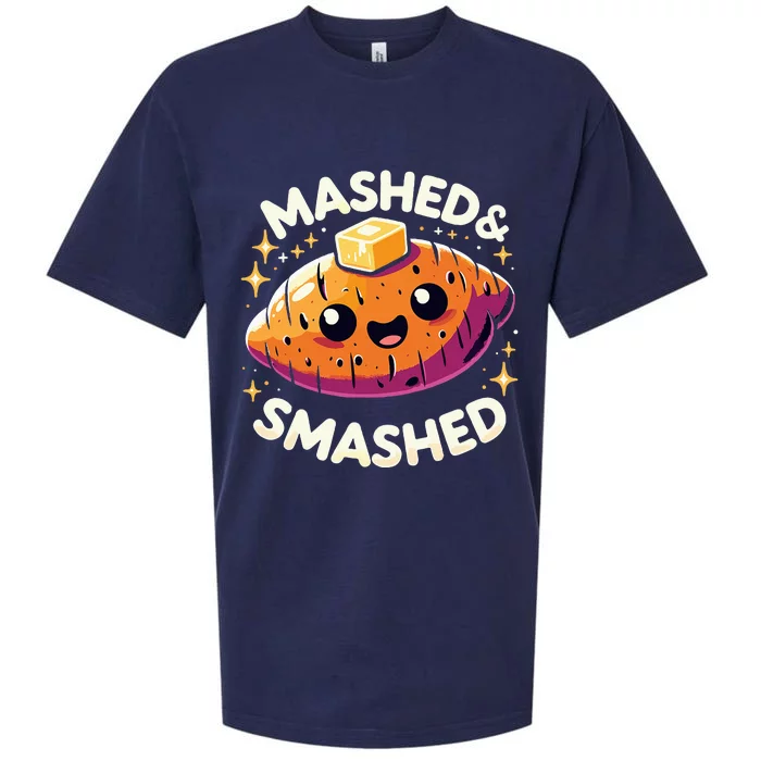 Thanksgiving Mashed & Smashed Funny Sweet Potato Sueded Cloud Jersey T-Shirt