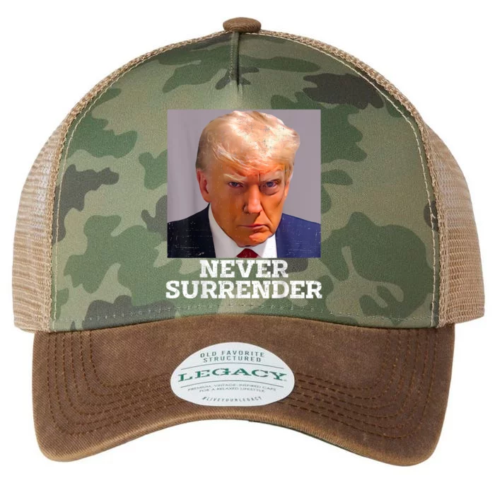 Trump Mug Shot Donald Trump Mug Shot Never Surrender Legacy Tie Dye Trucker Hat