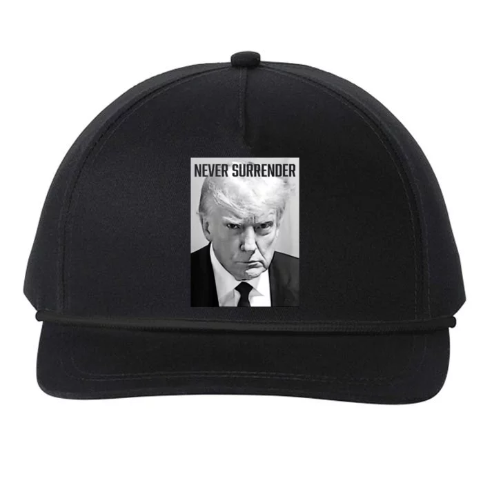 Trump Mug Shot Donald Trump Mug Shot Never Surrender Snapback Five-Panel Rope Hat