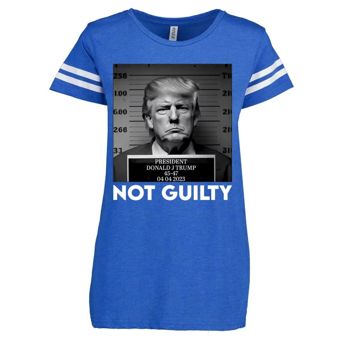 Trump Mug Shot, Trump Not Guilty Pro Trump Supporter Enza Ladies Jersey Football T-Shirt