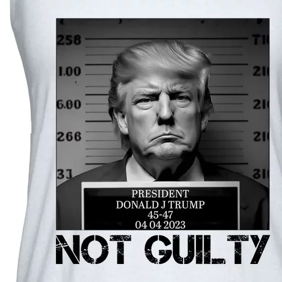 Trump Mug Shot, Trump Not Guilty Pro Trump Supporter Ladies Essential Flowy Tank