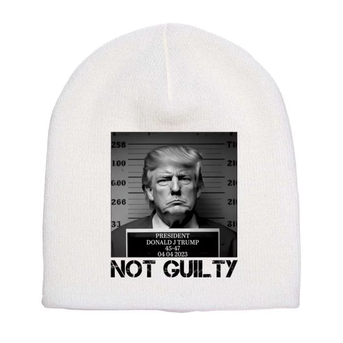 Trump Mug Shot, Trump Not Guilty Pro Trump Supporter Short Acrylic Beanie