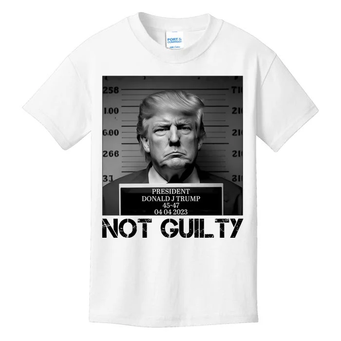 Trump Mug Shot, Trump Not Guilty Pro Trump Supporter Kids T-Shirt