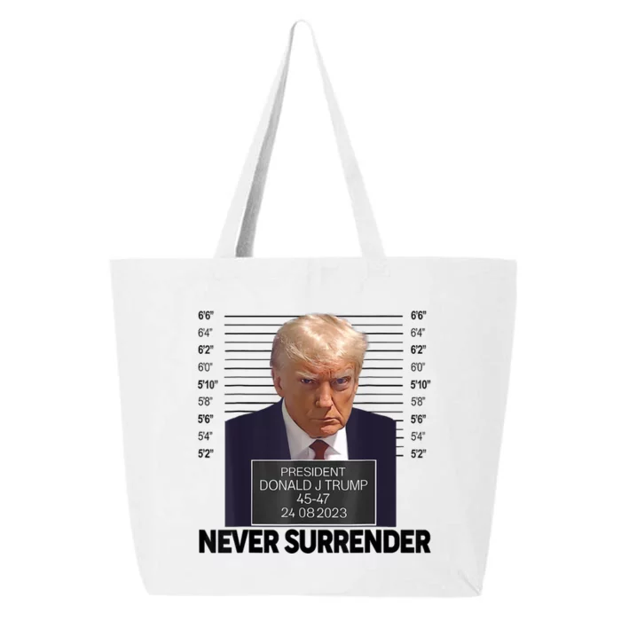 Trump Mug Shot Donald Trump Mug Shot Never Surrender 25L Jumbo Tote