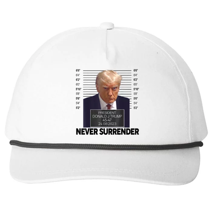 Trump Mug Shot Donald Trump Mug Shot Never Surrender Snapback Five-Panel Rope Hat