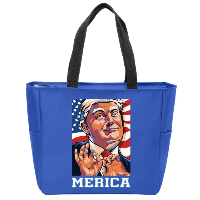 Trump Merica Sarcastic Funny Poster Art Gift Zip Tote Bag