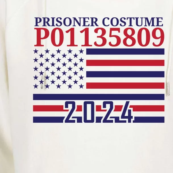 Trump Mug Shot Prisoner Costume P01135809 Womens Funnel Neck Pullover Hood